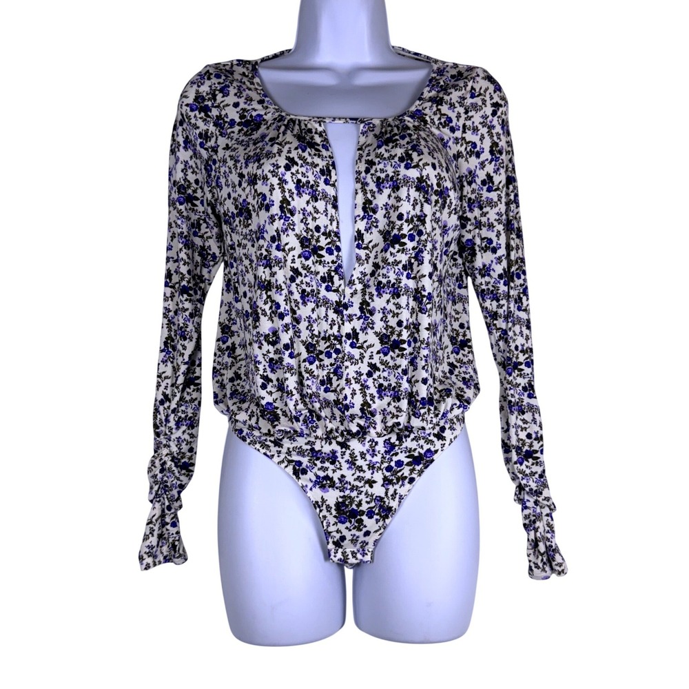 Free People "Kaya" Keyhole Bodysuit XS Whimsgoth Y2K Dainty Feminine Coquette